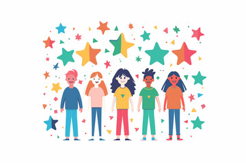 Group of People Standing Together in a Row