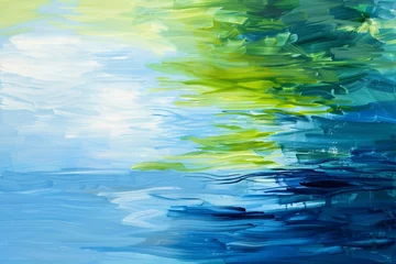 Rollo Dive into the serene beauty of abstract water landscapes, where tranquil hues merge in a captivating symphony of blues and greens © Maelgoa