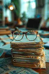 glasses on documents