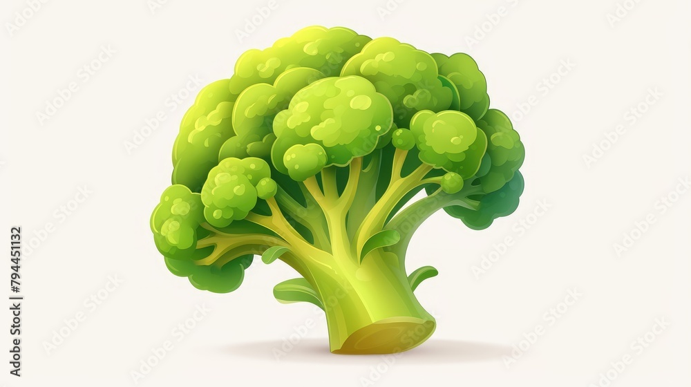 Poster a vibrant cartoon rendering of a broccoli icon is showcased against a clean white backdrop perfect f