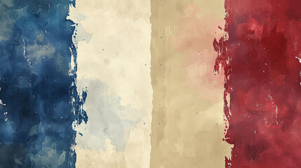 A jubilant Bastille Day French flag waving proudly on one side, while the other side remains elegantly minimalist. - obrazy, fototapety, plakaty