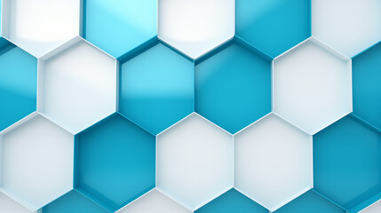 Crisp Blue Hexagonal Pattern, Geometric Honeycomb Background, Modern Clean Design with Copy Space