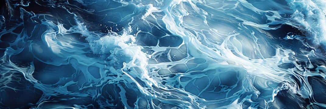 Behold the tranquil elegance of abstract water formations, where cascading waterfalls cascade in a mesmerizing display of power and motion