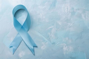 Blue Awareness Ribbon on Textured Fabric for Social Support Campaigns