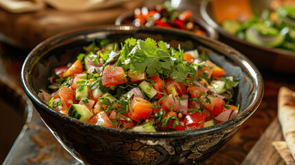 Traditional Arabic fattoush salad