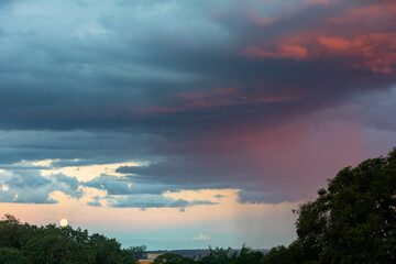 Idyllic and dramatic sky with multicolored clouds