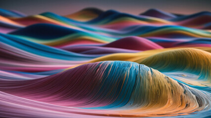 Abstract three-dimensional colored landscape painted with oil paint.