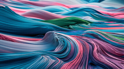 Abstract three-dimensional colored landscape painted with oil paint.