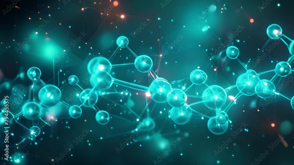 Aufkleber abstract blue molecular structure in digital space