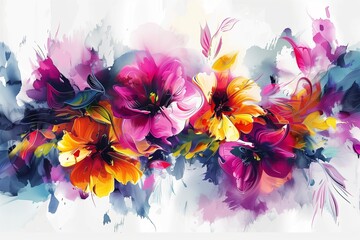 Multi colored colorful floral 4K flower design abstract art , wall art and wallpaper concept : Generative AI