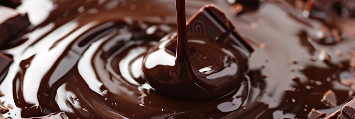 Dive into the velvety richness of liquid chocolate, its deep hue inviting you to savor the essence of pure decadence