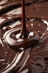Delve into the seductive depths of liquid chocolate, its glossy sheen inviting you to experience a world of sinful pleasures