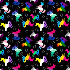 Cartoon lgbt flags seamless rainbow unicorn pattern for wrapping paper and fabrics and linens and clothes print