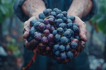 a person is holding a bunch of grapes in their hands
