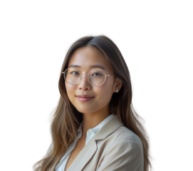 Young confident asian business woman smiling PNG transparent background isolated graphic resource. Success, career, leadership, professional, diversity in a workplace concept