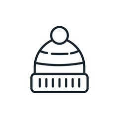Winter hat line icon. Beanie. Isolated vector illustration	
