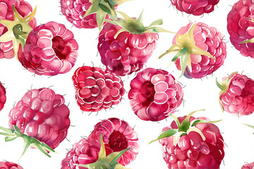 Vibrant digital illustration of a seamless raspberry pattern, ideal for a wide range of creative projects, including textiles, wallpapers, and packaging