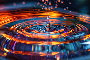 The drop comes into contact with the surface of the water and creates whirlpool on the surface....