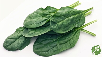 Deep Green Spinach Leaves on White - Fresh Vegetables Macro Photography