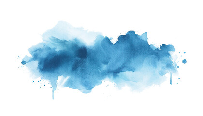 Obraz premium Abstract blue watercolor paint brush stroke flow texture PNG transparent background isolated graphic resource. Vibrant azure, cyan, cerulean color art shape