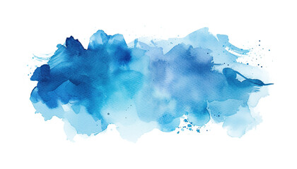 Obraz premium Abstract blue watercolor paint brush stroke flow texture PNG transparent background isolated graphic resource. Vibrant azure, cyan, cerulean color art shape