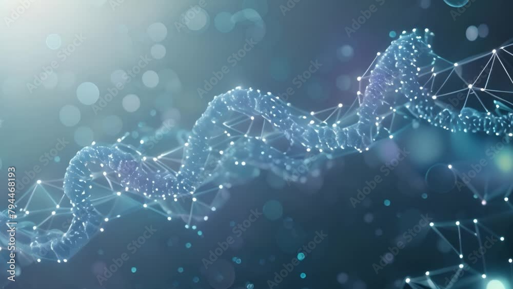 Aufkleber abstract digital representation of dna double helix in blue tones