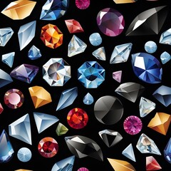 Assorted Gemstones on a Dark Background
 - obrazy, fototapety, plakaty