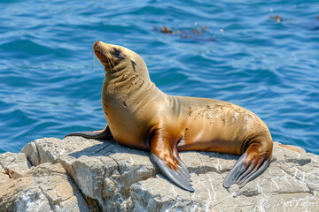 A California sea lion basks on a sun-warmed rock.