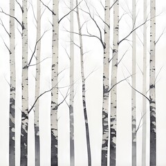 Embrace the serene beauty of winter with this captivating art print featuring an abstract army of trees under a clear sky. Elevate your space with nature's tranquility.
