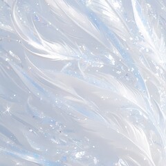 An enchanting close-up of a luminescent feather adorned with shimmering silver tinsel, capturing the essence of elegance and wonder.