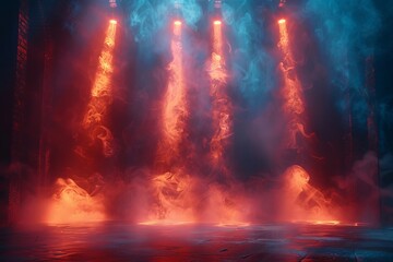 An entertaining stage with atmospheric lights and smoke effects