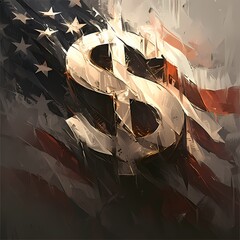 A powerful image of the U.S. dollar symbol encased in a patriotic frame with the American flag, signifying wealth and national pride. - obrazy, fototapety, plakaty