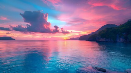 Blue Sea And Pink Sky Beauty Of The Nature hd 4k wallpaper  