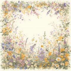 Obraz na płótnie Canvas Elegant Watercolor Wildflower Border - Ideal for Blogs, Social Media, and Events.