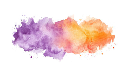 Abstract orange purple watercolor paint brush stroke flow texture PNG transparent background isolated graphic resource. Vibrant mixed color art shape design