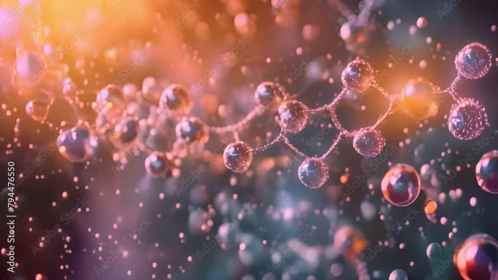 Aufkleber glowing molecular structure in a close-up digital representation