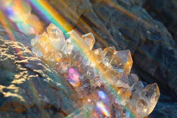 Fototapeta na wymiar Sparkling Quartz Crystal Cluster