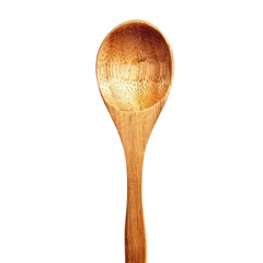 A close up shot of a wooden spoon against a transparent background isolated on transparent background