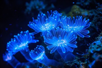 Vibrant blue underwater flowers