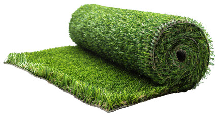 Roll of Artificial Grass on White Background