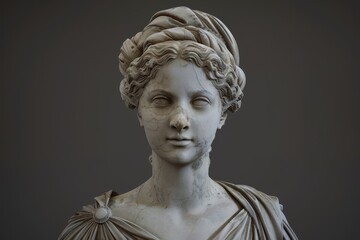 Obraz premium Marble bust of a woman with intricate hairstyle