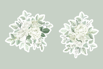 green floral bouquets and stickers illustration