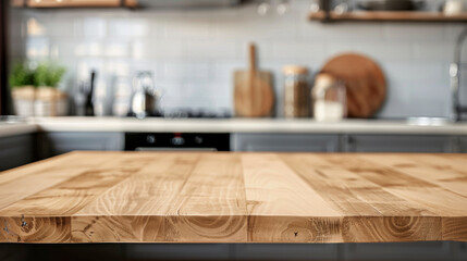 Wooden Table Next to Stove in Kitchen