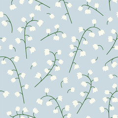 seamless pattern with lily of the valley flowers; perfect for greeting cards, wedding , first holy communion, baptism invitations, or botanical-themed designs - vector illustration