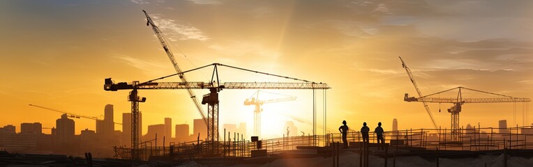 Urban Construction Site at Dawn: The Birth of Skylines