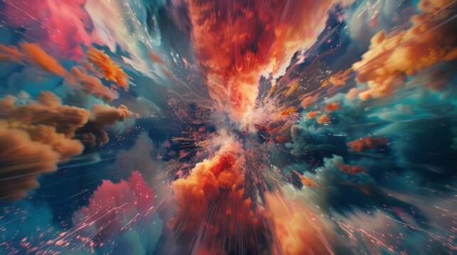 As the explosions intensify the colors become more and more distorted giving the footage a chaotic and edgy feel.