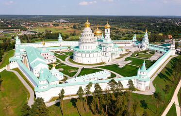 Drone view of the Resurrection New Jerusalem Stavropigial Monastery in the city of Istra, Russia