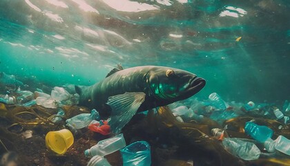 water environmental pollution plastic problem underwater animal