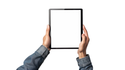 Hand man holding tablet 
