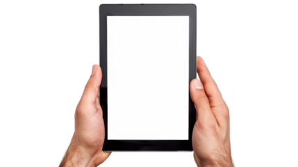 Hand man holding tablet 